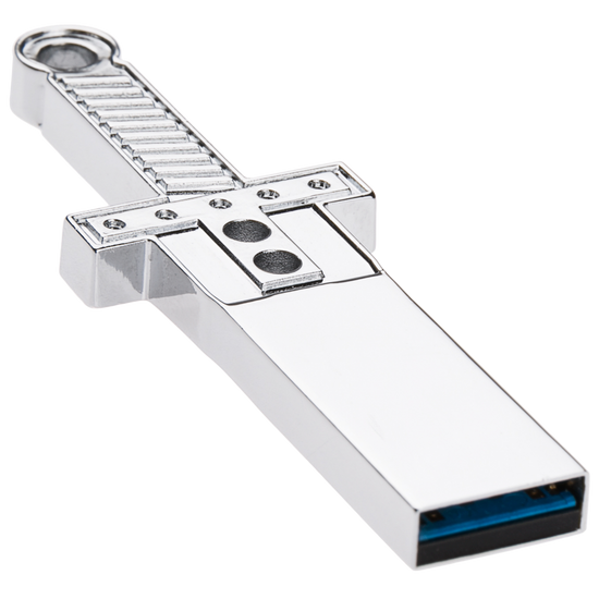 A silver USB drive inspired by Final Fantasy